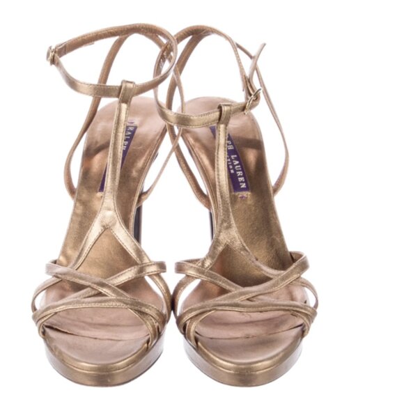 Ralph Lauren Purple Label Gold heels - Picture 2 of 5